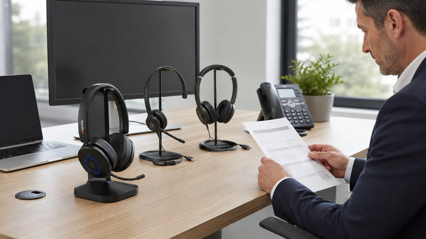 Fixed-desk headset alternatives evaluated for workplace compatibility and deployment cost