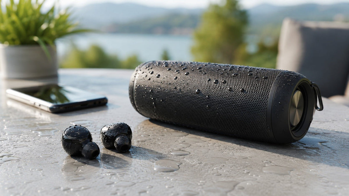 IPX7 waterproof speaker and earbuds for outdoor music
