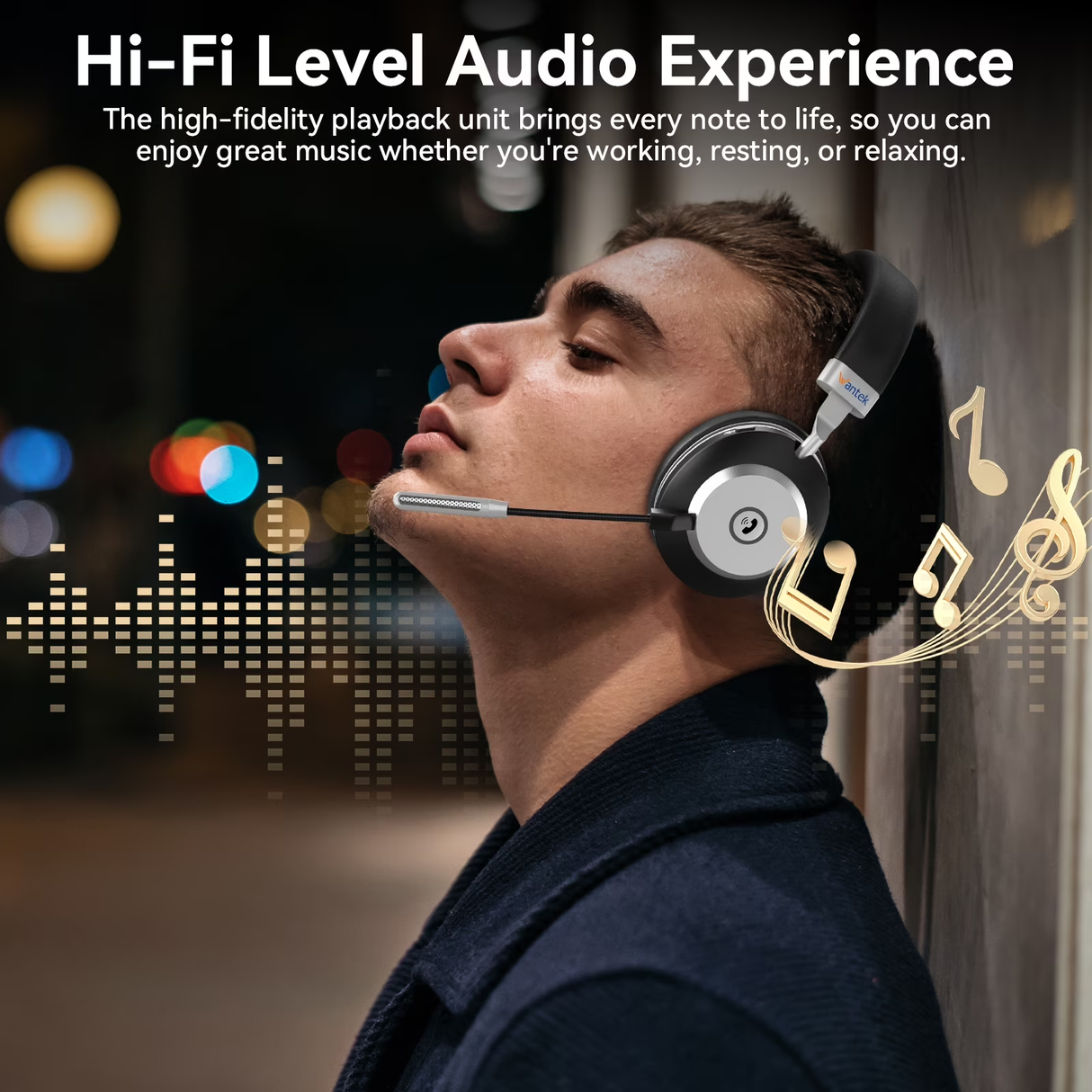 V5.3 Computer Bluetooth Headset with Microphone for PC, with Noise Cancelling Mic, USB Dongle, Charging Base & Mute Button for Work/Cell Phones/Computer/Call Center/Zoom