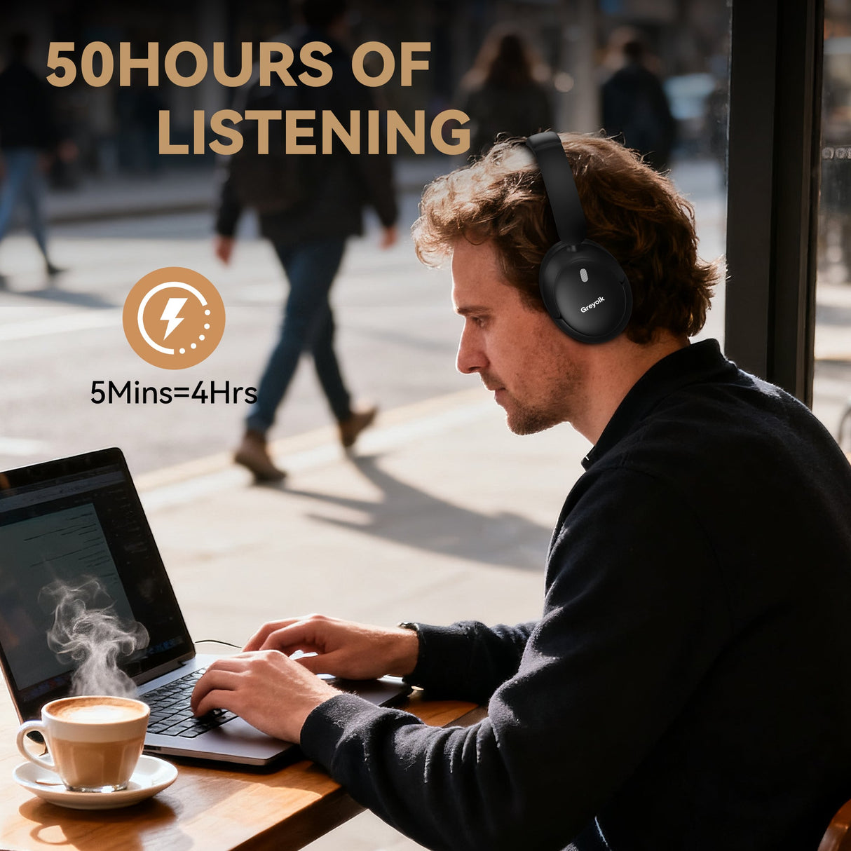 Greyolk T3 ANC Headphone-Bluetooth 5.4