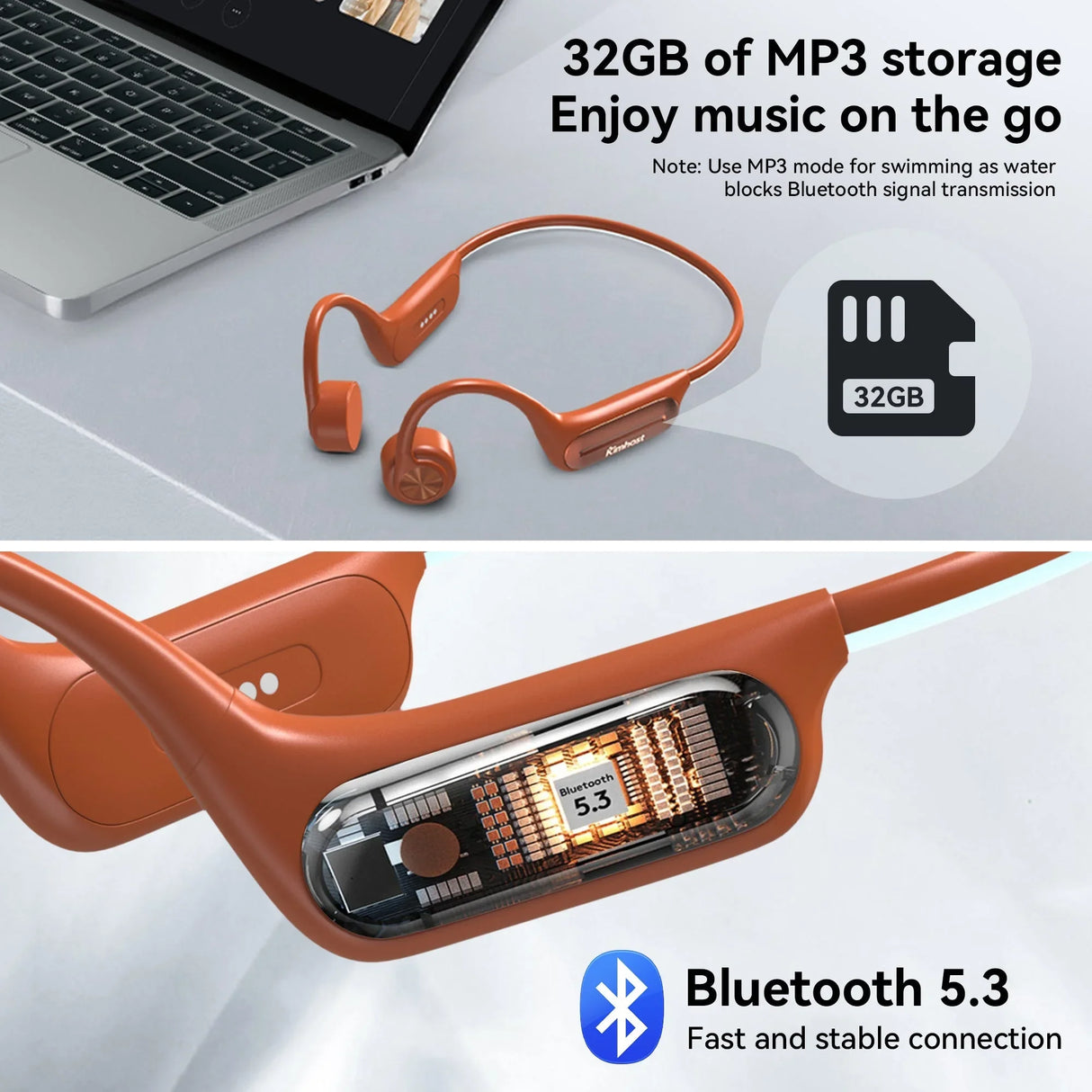 Kimhost BC3PRO bone conduction earphone unboxing – includes USB-C cable, earplugs, storage bag and stability rope