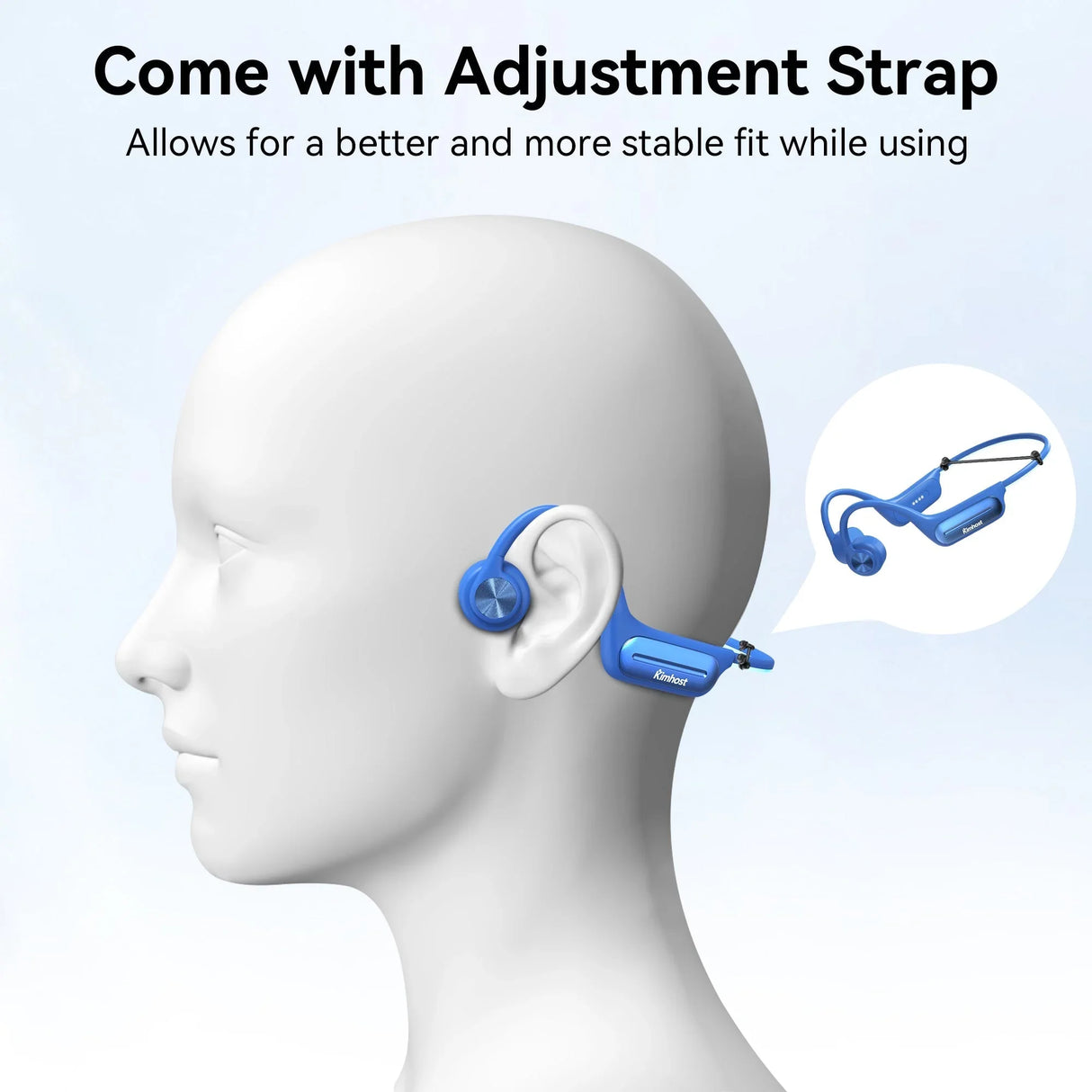 Kimhost BC3PRO bluetooth earphones side view – flexible titanium frame under 30g