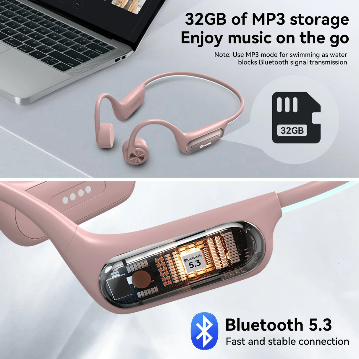 Kimhost BC3PRO bone conduction earphone USB-C charging – 1 hour to full, 11 hours playback