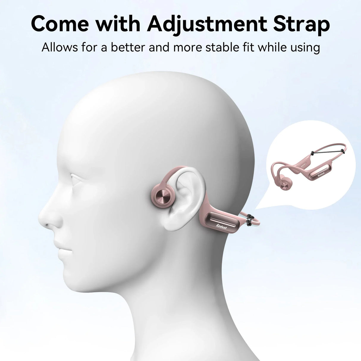 Kimhost BC3PRO bluetooth earphones side view – flexible titanium frame under 30g