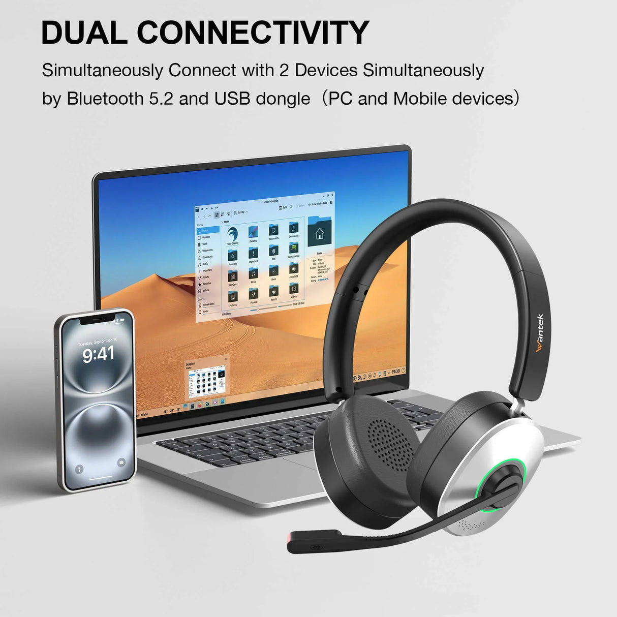 Noise-cancelling Bluetooth headphones with mic
