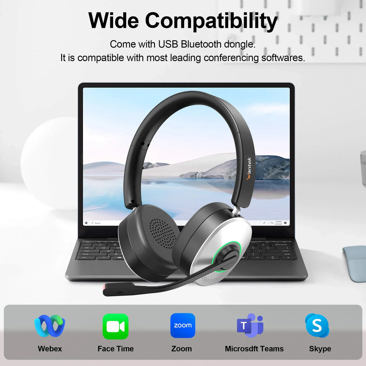 Bluetooth headphones with mic for meetings