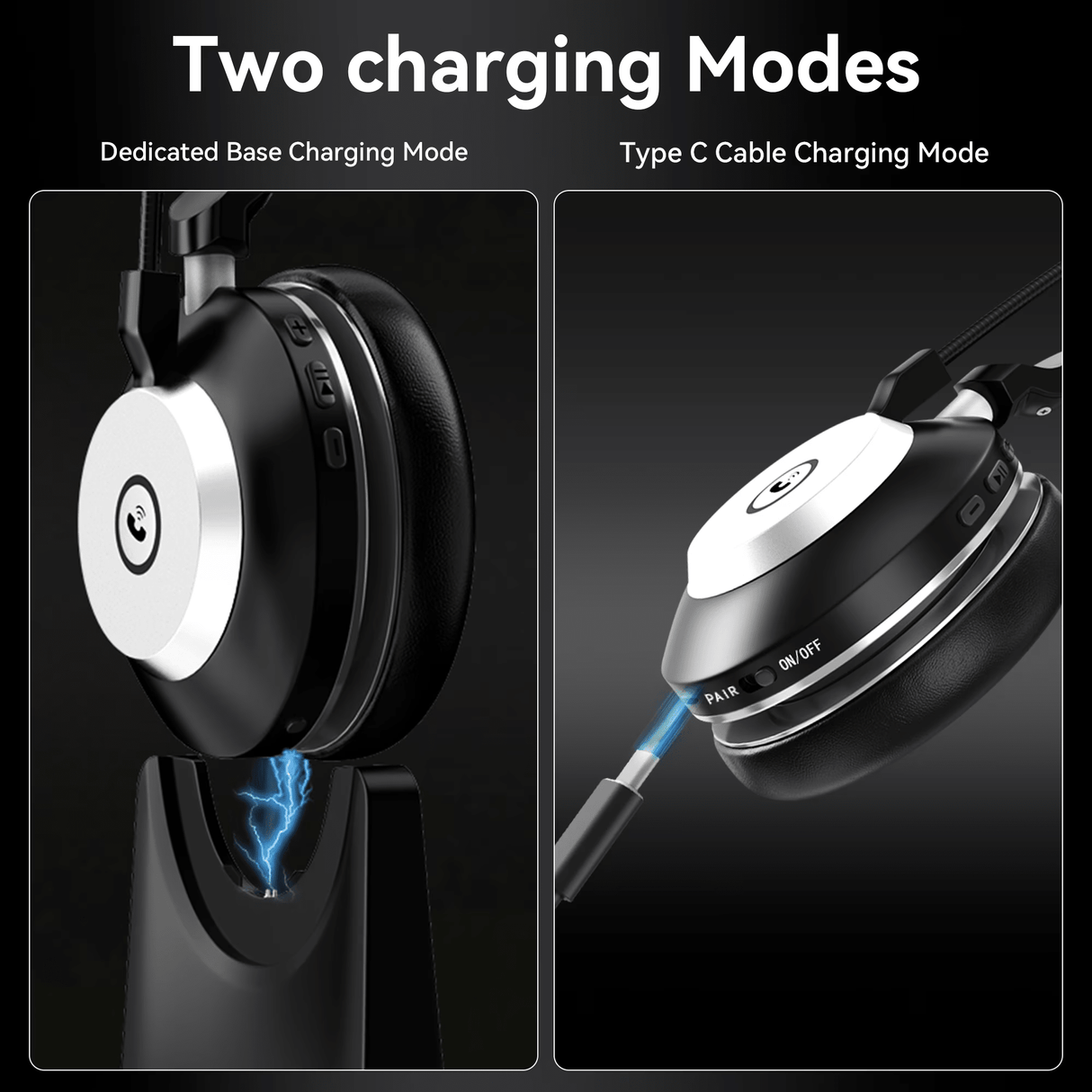 Wantek Wireless Headset with Mic for Work with AI Noise Cancelling Microphone Bluetooth Headset with 2.4G USB Dongle & Mic Mute for Laptop/Computer/Cell Phones/Office/Remote Work/Call Center/Zoom/Sky