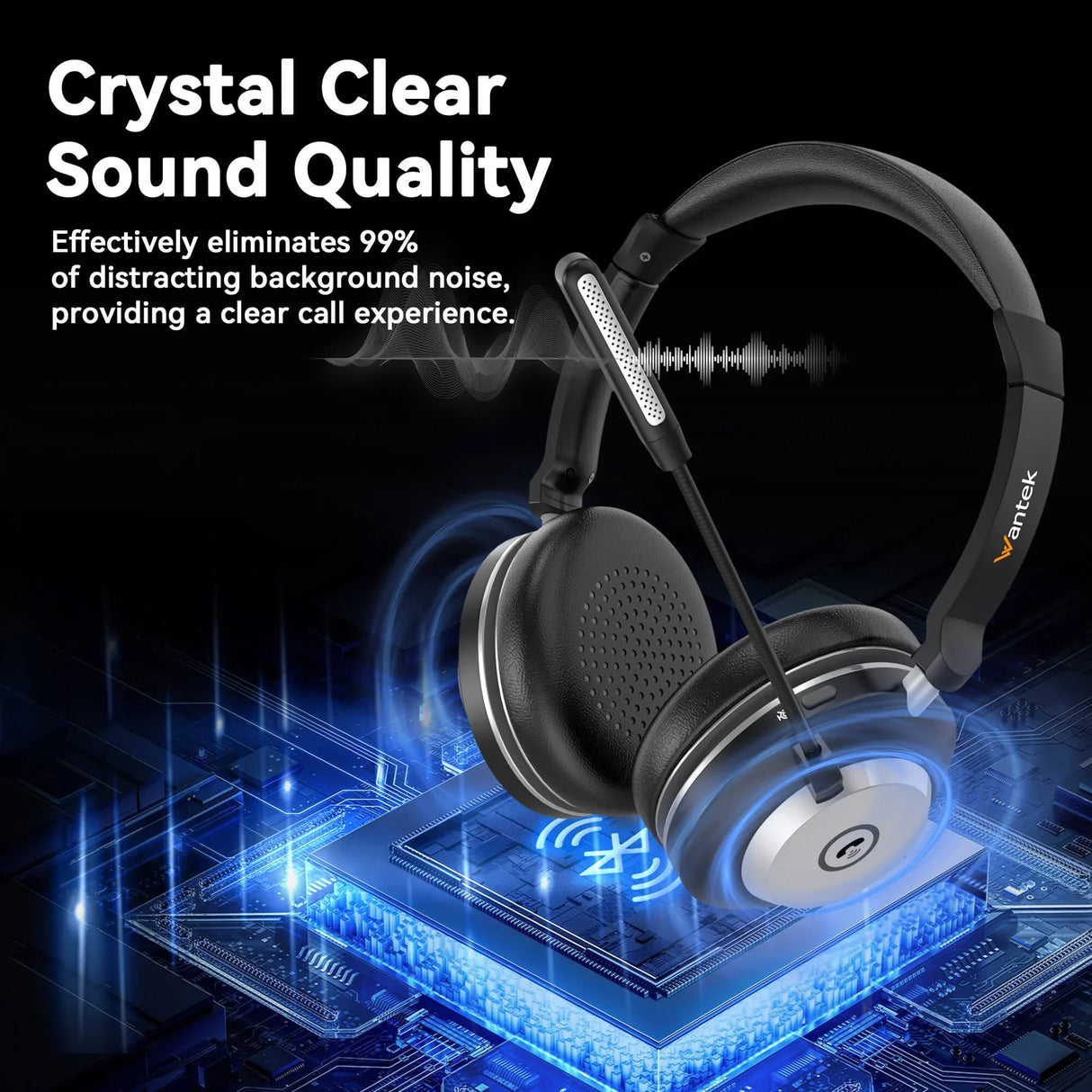 Noise Canceling Bluetooth Headphones with Microphone for noisy environments