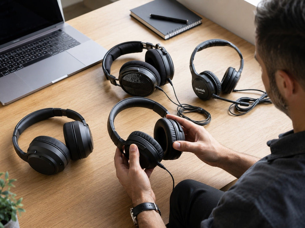 Comparing Wantek wired and over-ear headphones under $200 by design, comfort and connection