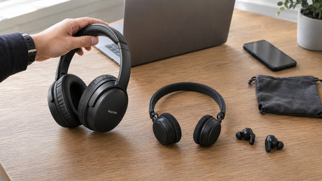 Over-ear, on-ear, and in-ear headphones compared by size and design