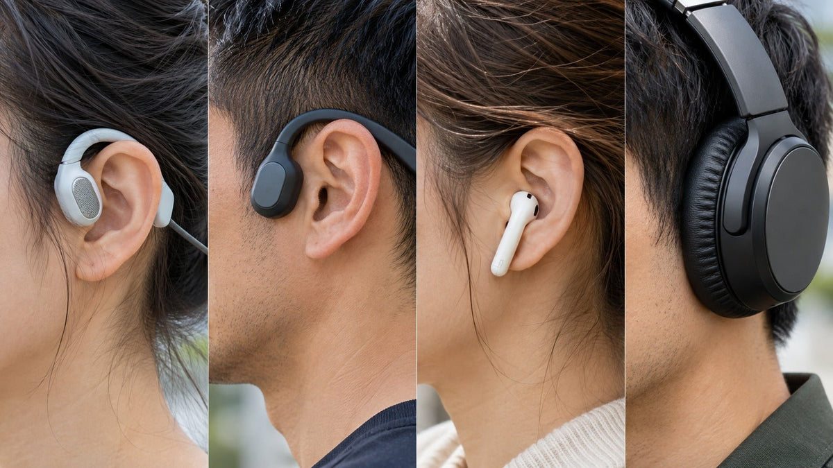 Comparison of open-ear, bone-conduction, semi-in-ear, and over-ear headphone wearing positions