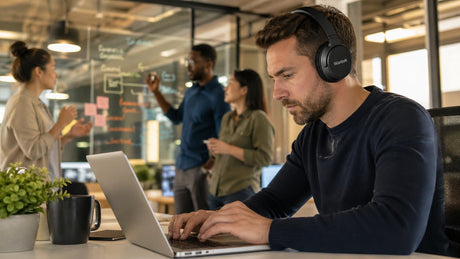 headphones in the office