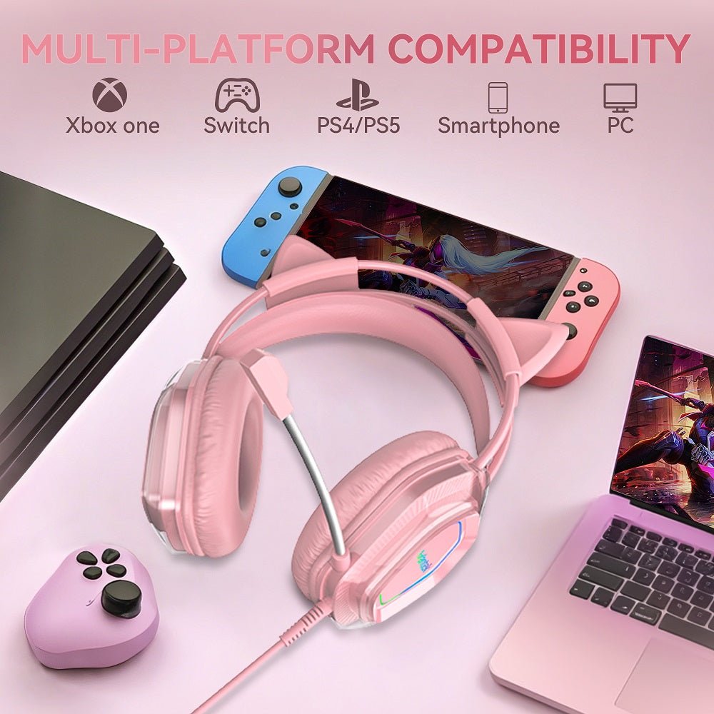 pink headphones