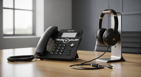 landline telephone with headset