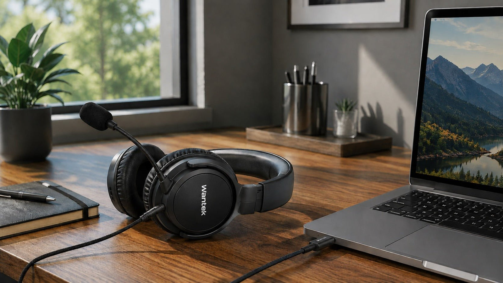 wired noise cancelling headphones with microphone