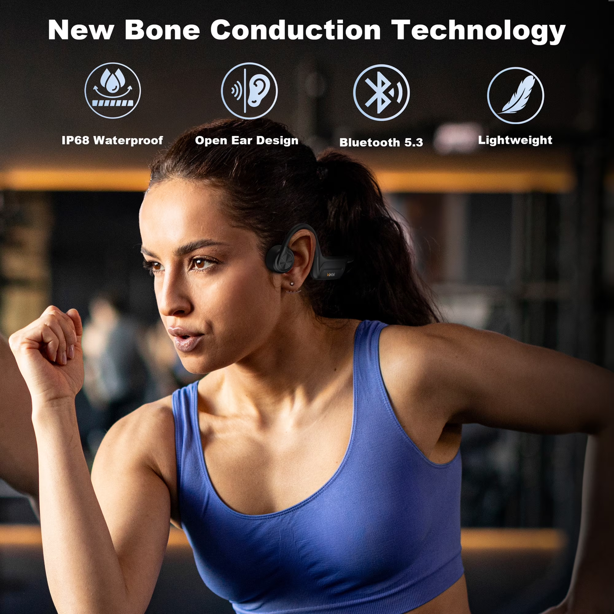 Wantek Bone Conduction Swim Headphones, Open Ear Wireless Bluetooth Headsets with 32GB MP3 Player, IP68 Headphones with Bluetooth 5.3 for Run, Hike