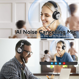Trucker Bluetooth Headset with Microphone, with AI Noise Cancelling & Mute Button, Wireless On-Ear Headphones 50 Hrs Working Time, for Trucker Home Office Remote Work Zoom