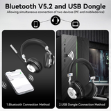 V5.3 Computer Bluetooth Headset with Microphone for PC, with Noise Cancelling Mic, USB Dongle, Charging Base & Mute Button for Work/Cell Phones/Computer/Call Center/Zoom