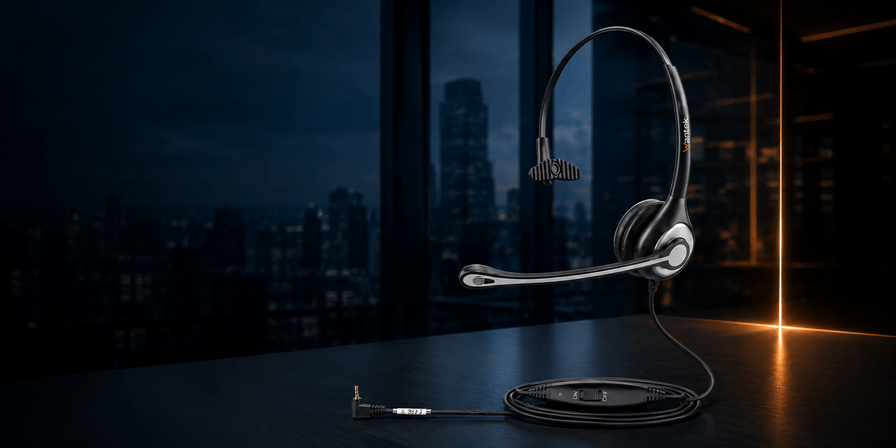 Wantek mono wired headset with 2.5mm phone plug and inline control