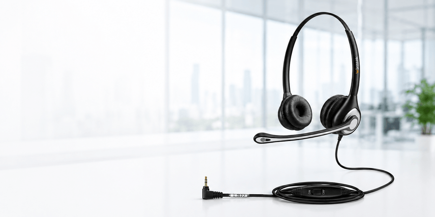 Wantek 602 wired office headset with microphone for professional calls