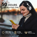 Trucker Bluetooth Headset with Microphone, with AI Noise Cancelling & Mute Button, Wireless On-Ear Headphones 50 Hrs Working Time, for Trucker Home Office Remote Work Zoom