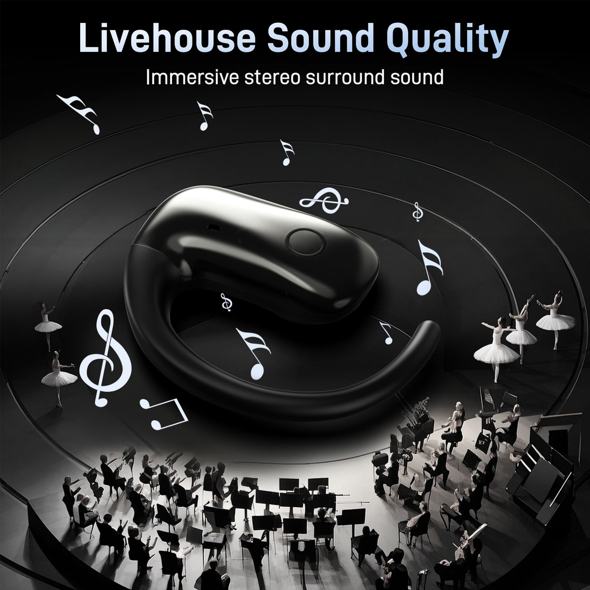 Wireless Open Ear Earbuds, Bluetooth 5.3 Headphones, 50H Playtime w/Charging Case,Touch Controls, Voice Assistant, Built-in Mic for Calls