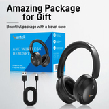 Wantek Active Noise Cancelling Headphones , 70-Hour Bluetooth Headphones, Deep Bass & Hi-Fi Sound - Over-Ear Comfort for Office,PC,Travel, Work