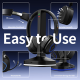 Wantek Wireless Headset with USB Dongle, Bluetooth 6.0 PC Headset with Noise Canceling Mic, 40Hrs Music Time, 2.4G/BT Switch for Computer Laptop Call Center Skype Teams (500mAh)