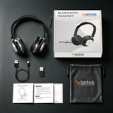 Wantek Trucker Bluetooth Headset with Upgraded Microphone AI Noise Canceling, On-Ear Headphone for Driver Office Call Center