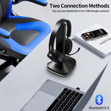 Wantek Wireless Headset with USB Dongle, Bluetooth 6.0 PC Headset with Noise Canceling Mic, 40Hrs Music Time, 2.4G/BT Switch for Computer Laptop Call Center Skype Teams (500mAh)
