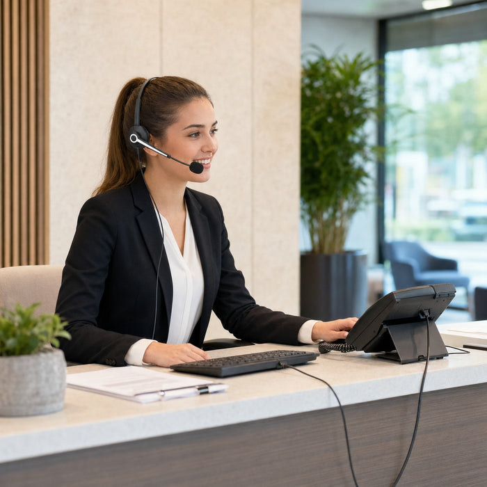 Affordable wired telephone headset for reception and everyday office calls