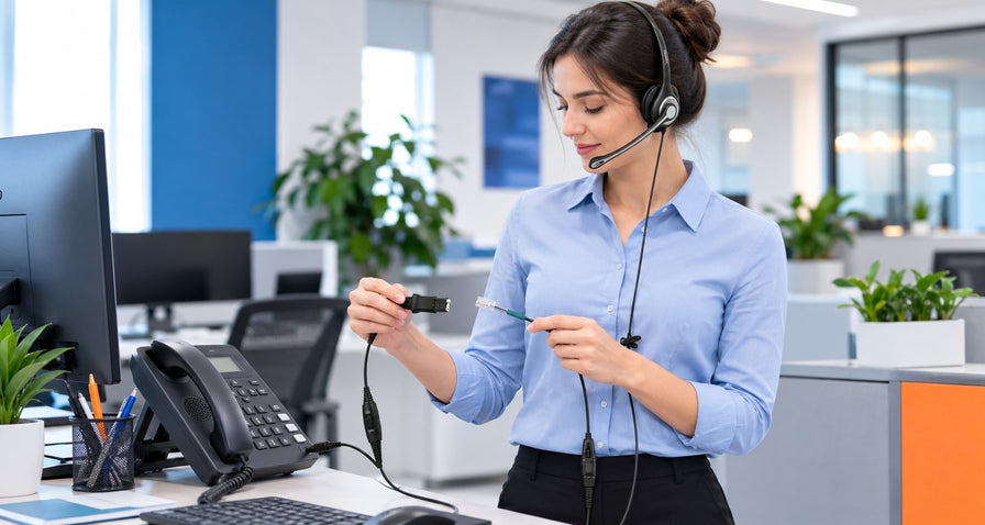 H602 dual-ear RJ1 landline headset with Quick Disconnect cable