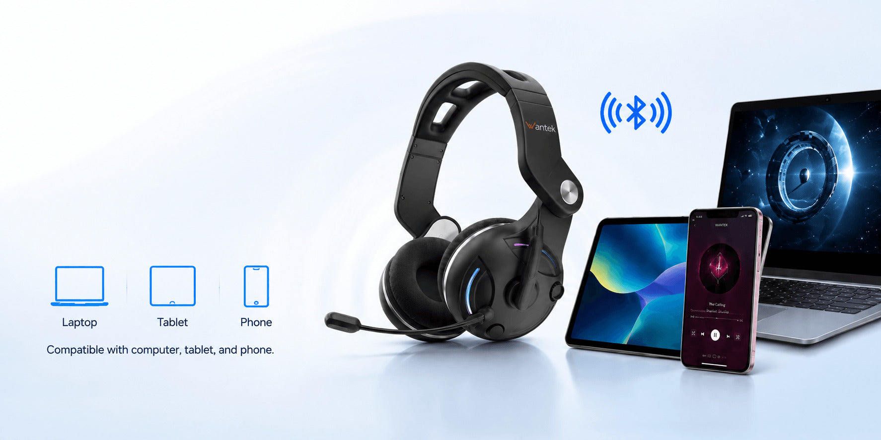 Bluetooth Gaming Headset with Mic | Wantek T2L