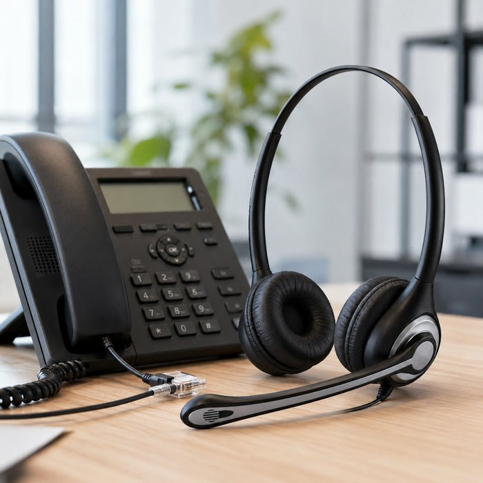 Quick Disconnect cable release on a dual-ear telephone headset