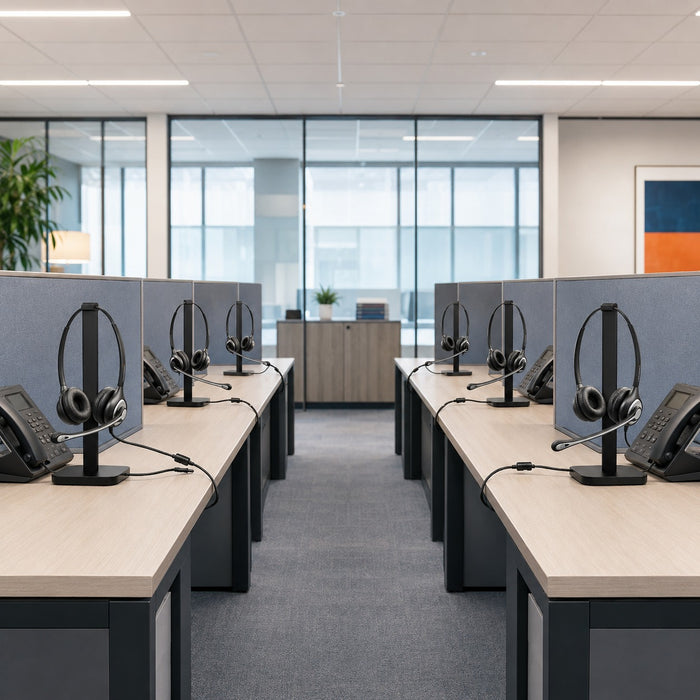 Standardized wired headsets across call center desks