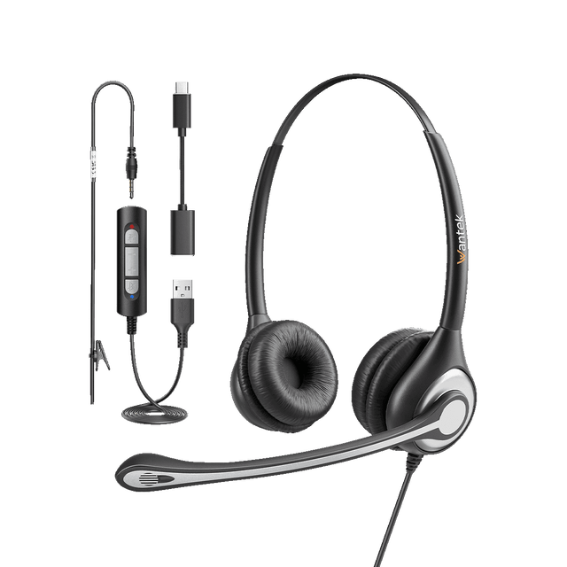 Wantek USB headset for phone USB Headset with Noise Cancelling Mic Clear Audio for Skype Webinars More iwantek