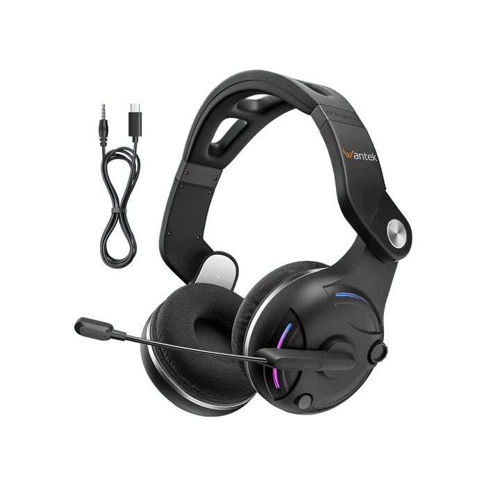 Wantek T2L black wireless gaming headset with boom microphone
