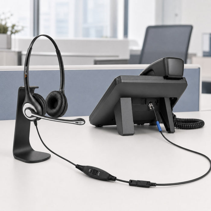 Wired call center headset setup without chargers or batteries