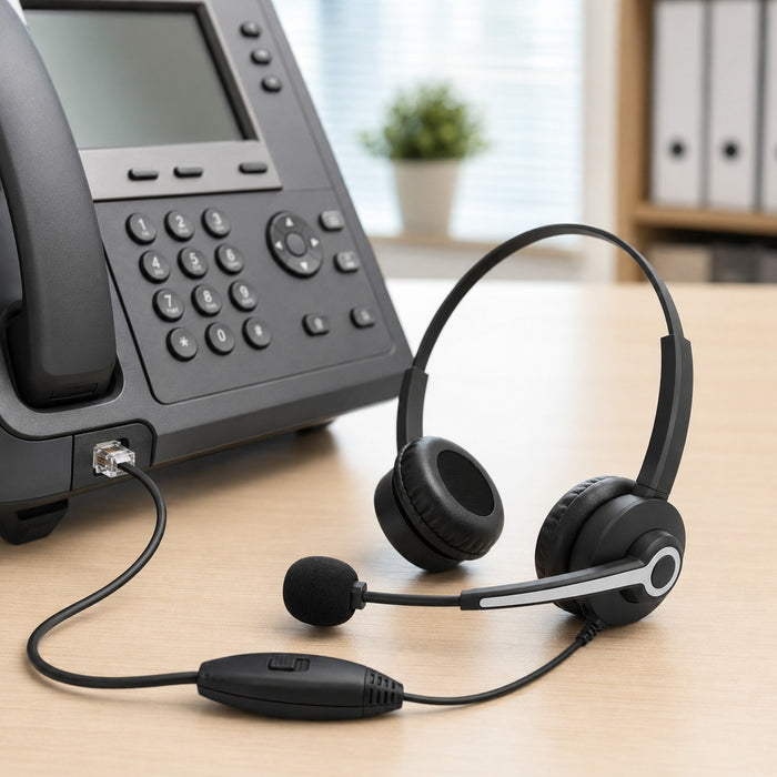 Wired headset connection to a compatible Cisco IP desk phone