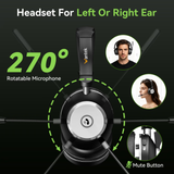 Wantek Trucker Bluetooth Headset with Upgraded Microphone AI Noise Canceling, On-Ear Headphone for Driver Office Call Center