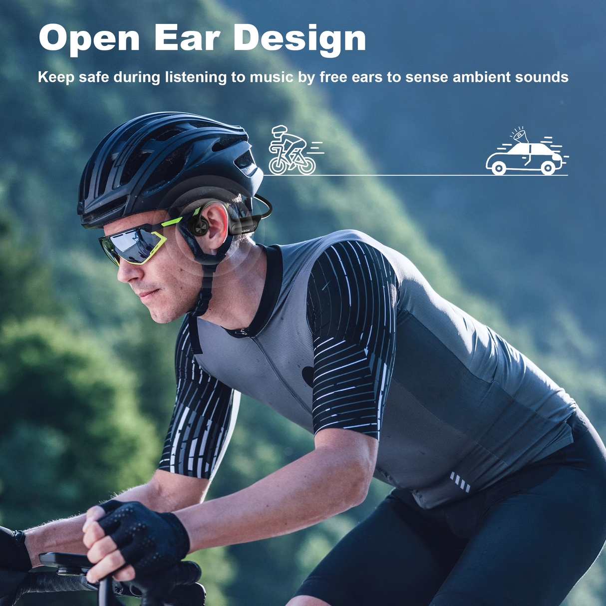 Wantek Bone Conduction Swim Headphones, Open Ear Wireless Bluetooth Headsets with 32GB MP3 Player, IP68 Headphones with Bluetooth 5.3 for Run, Hike