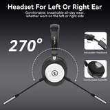 Wantek Wireless Headset with Mic for Work with AI Noise Cancelling Microphone Bluetooth Headset with 2.4G USB Dongle & Mic Mute for Laptop/Computer/Cell Phones/Office/Remote Work/Call Center/Zoom/Sky