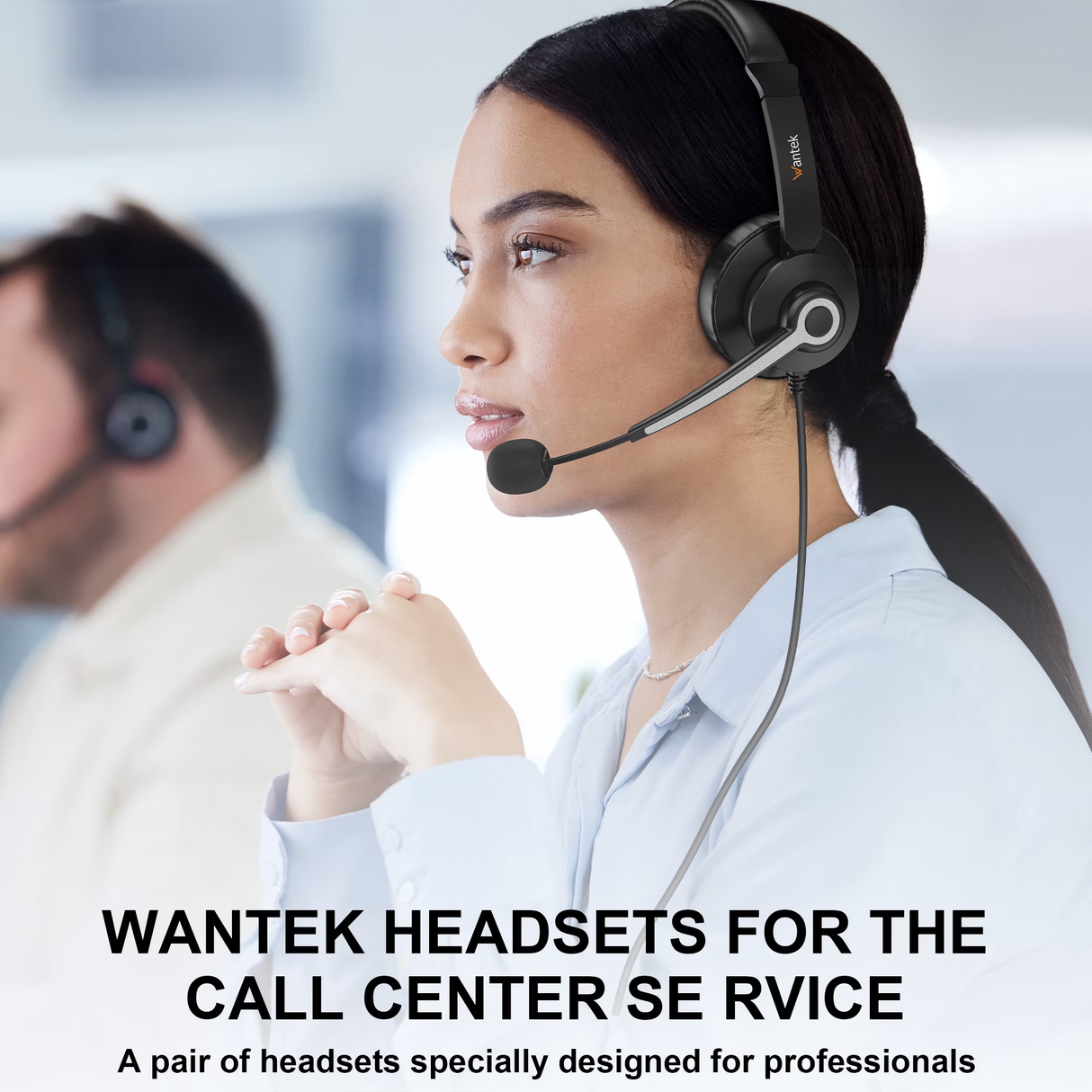 Wantek USB Headset with Microphone for PC, Laptop, 3-in-1 Computer Headset with Noise Cancelling and Audio Controls, USB Headphones for Call Center, Work, Office