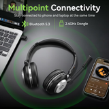 Wantek Trucker Bluetooth Headset with Upgraded Microphone AI Noise Canceling, On-Ear Headphone for Driver Office Call Center