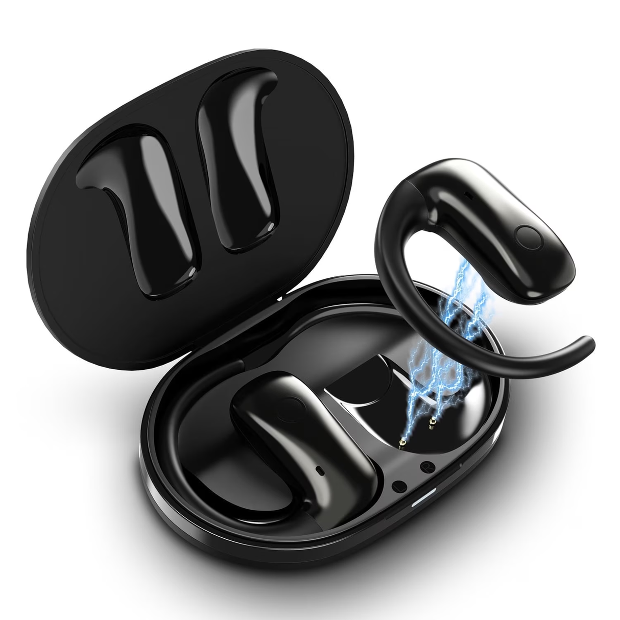 Wireless Open Ear Earbuds, Bluetooth 5.3 Headphones, 50H Playtime w/Charging Case,Touch Controls, Voice Assistant, Built-in Mic for Calls