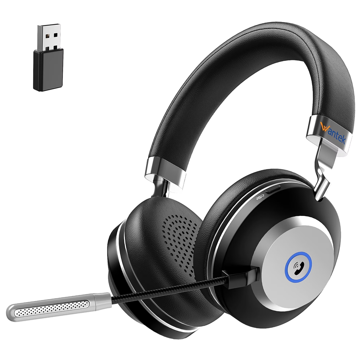Trucker Bluetooth Headset with Microphone, with AI Noise Cancelling & Mute Button, Wireless On-Ear Headphones 50 Hrs Working Time, for Trucker Home Office Remote Work Zoom