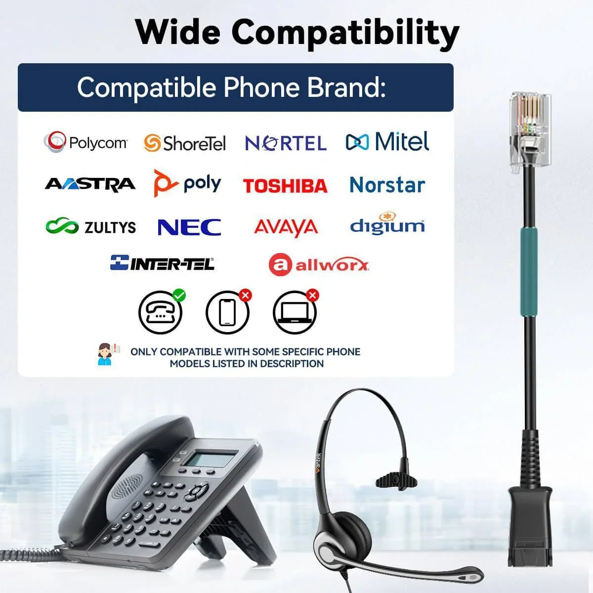 landline phone headset with quick disconnect