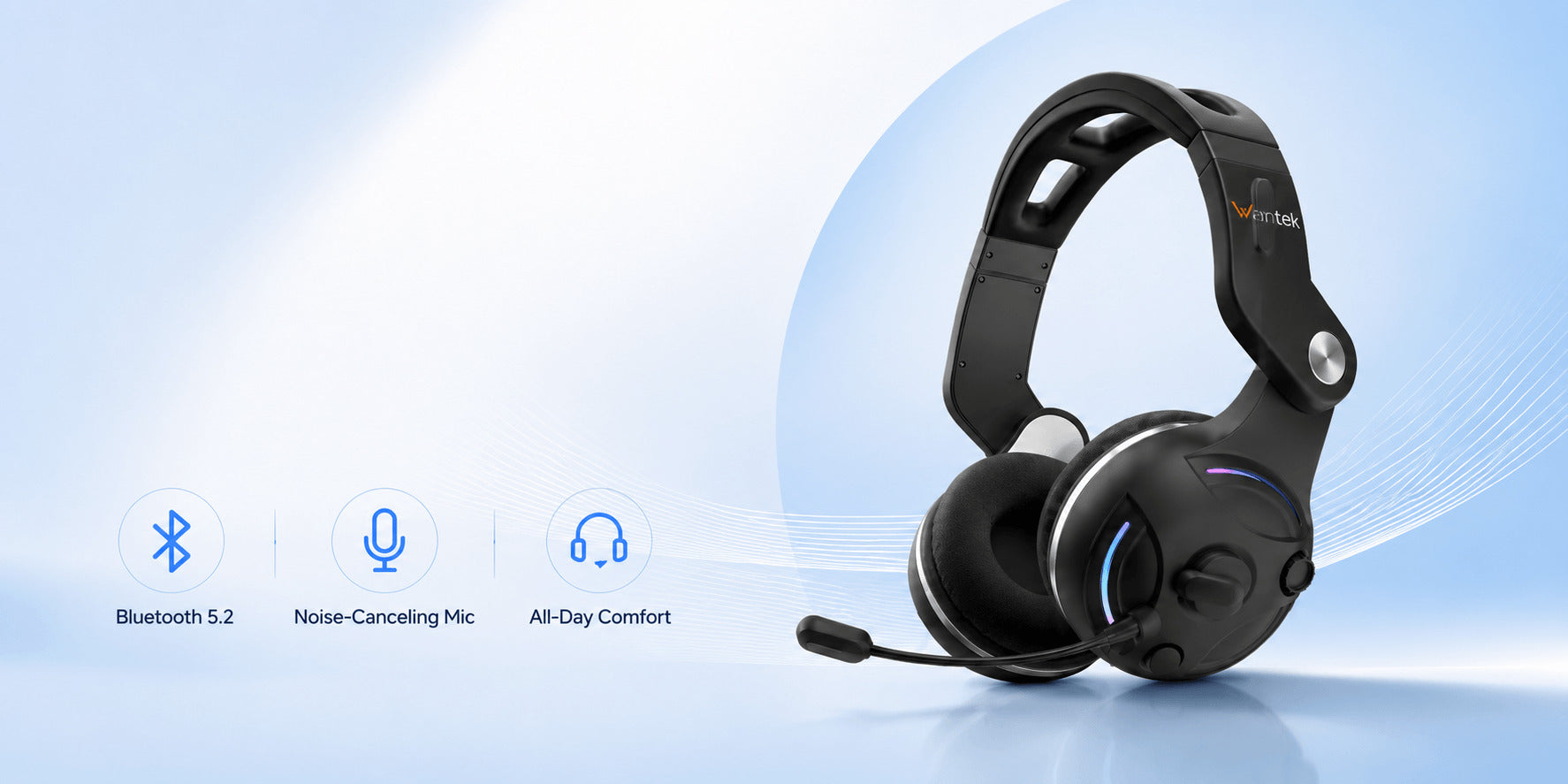 Bluetooth Gaming Headset with Mic | Wantek T2L