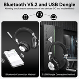 V5.3 Computer Bluetooth Headset with Microphone for PC, with Noise Cancelling Mic, USB Dongle, Charging Base & Mute Button for Work/Cell Phones/Computer/Call Center/Zoom