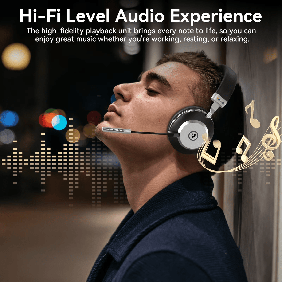 V5.3 Computer Bluetooth Headset with Microphone for PC, with Noise Cancelling Mic, USB Dongle, Charging Base & Mute Button for Work/Cell Phones/Computer/Call Center/Zoom